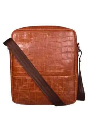 Eefa Animal Print Pure Leather Zipper Closure Men's Sling Bag