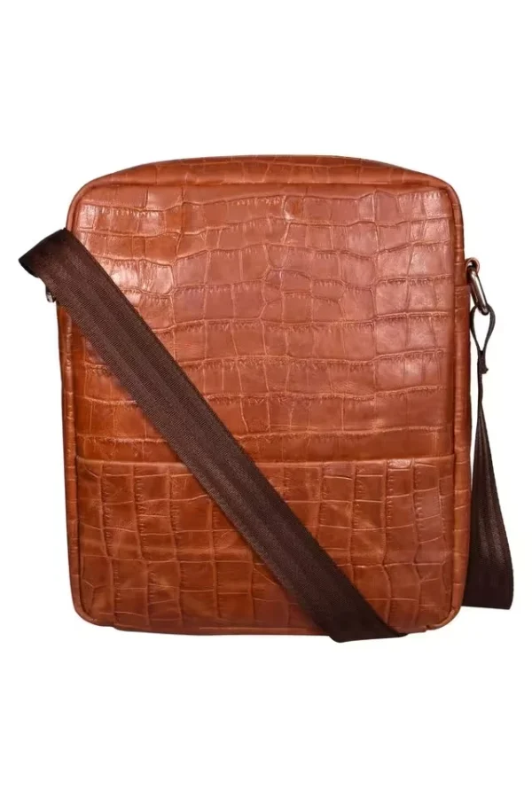 Eefa Animal Print Pure Leather Zipper Closure Men's Sling Bag